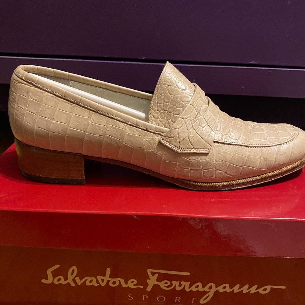 Salvatore Ferragamo Ginepro Deserto Calf Croc Print 8.5AA - Picture 7 of 7
